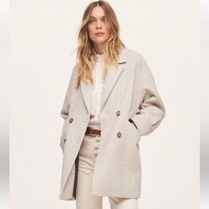 Mango herringbone double breasted coat